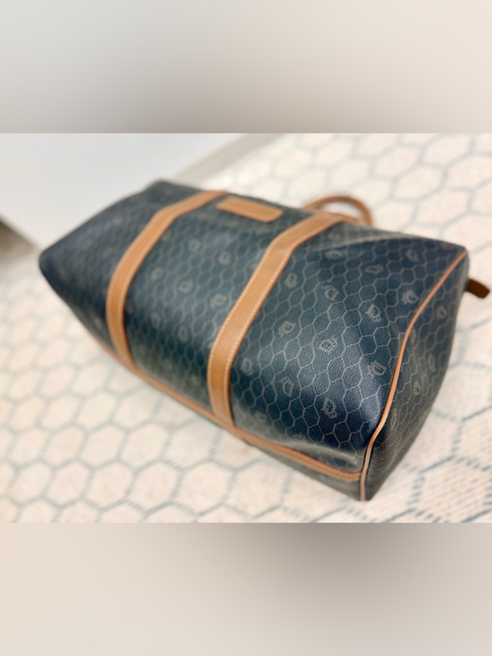 DIOR Vintage Brown Iconic Monogram Honeycomb Coated Canvas Weekender Travel Bag - Picture 5 of 16
